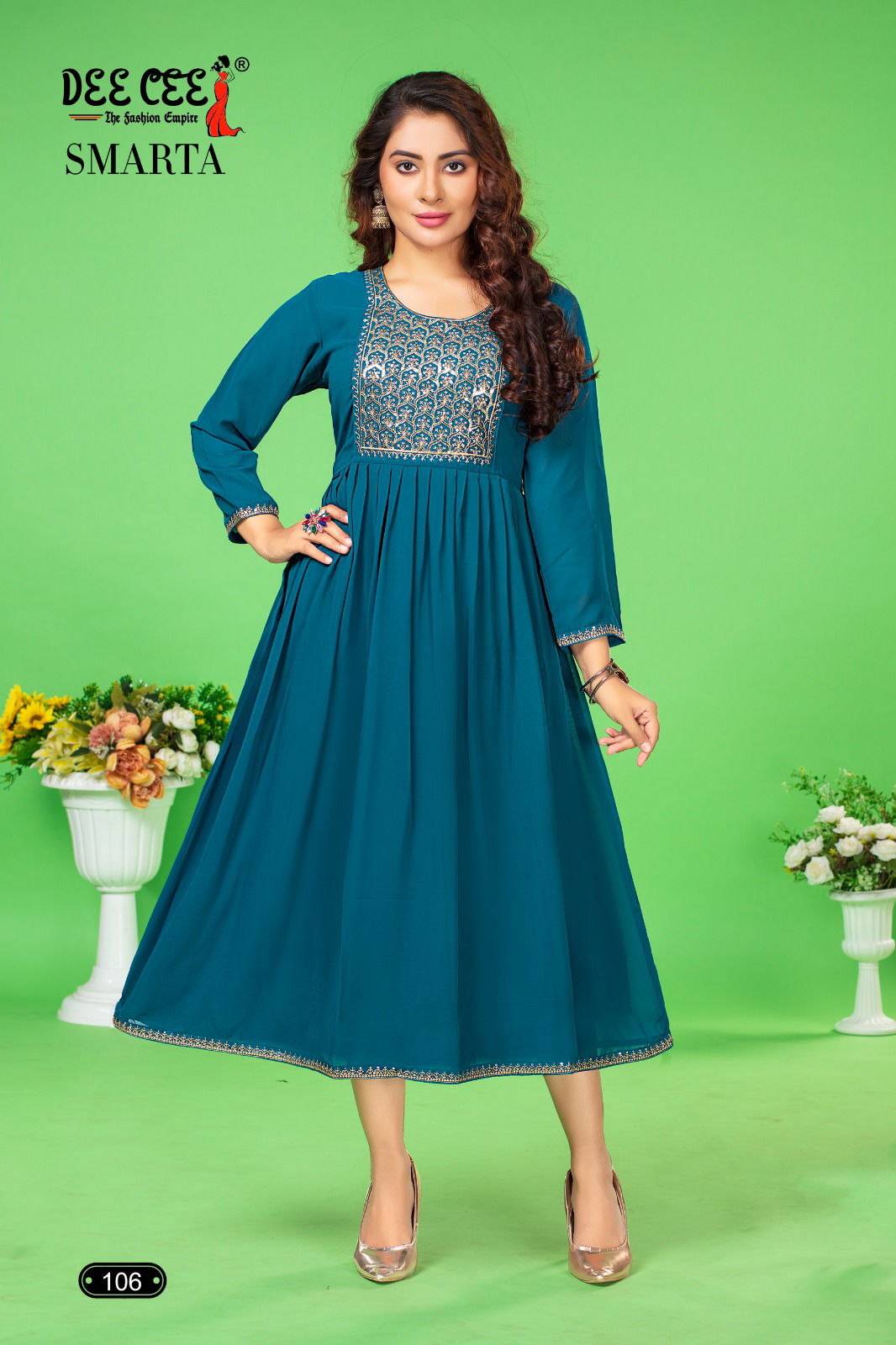 Smarta By Dee Cee Plain Georgette Embroidery Kurtis Wholesale Shop In Surat
